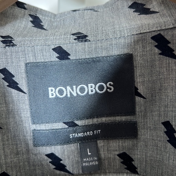 BONOBOS Men’s Standard Fit Long Sleeve Button Down Shirt Gray/Black Size Large - Picture 3 of 9